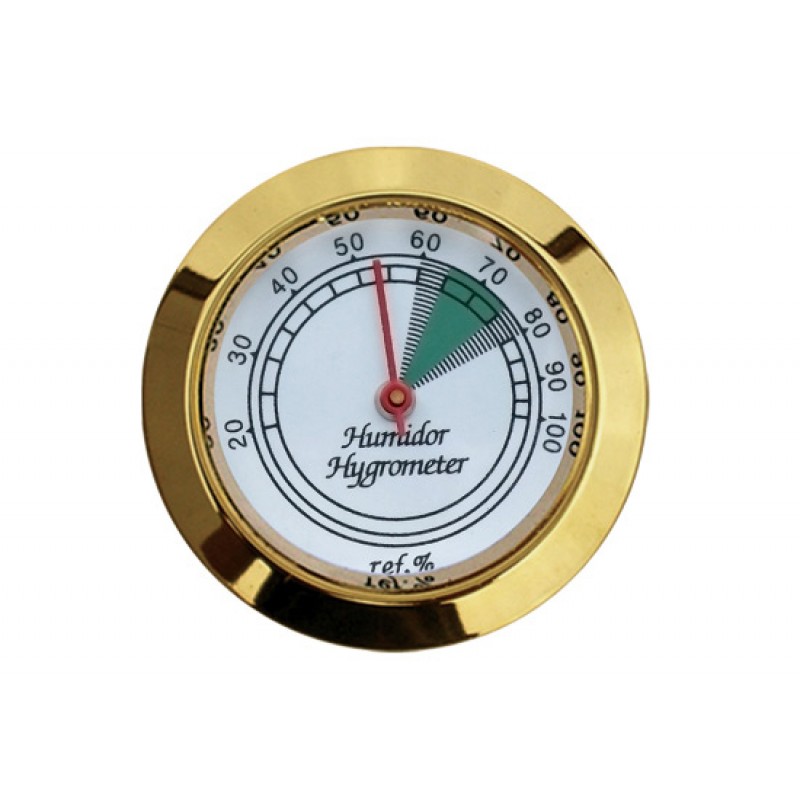 1pc Round Glass Analog Hygrometer For Humidors Gold For Guitar