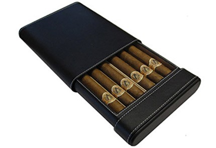 Travel Cigar Case Leather 5 Tube Cigar Holder Multifunctional